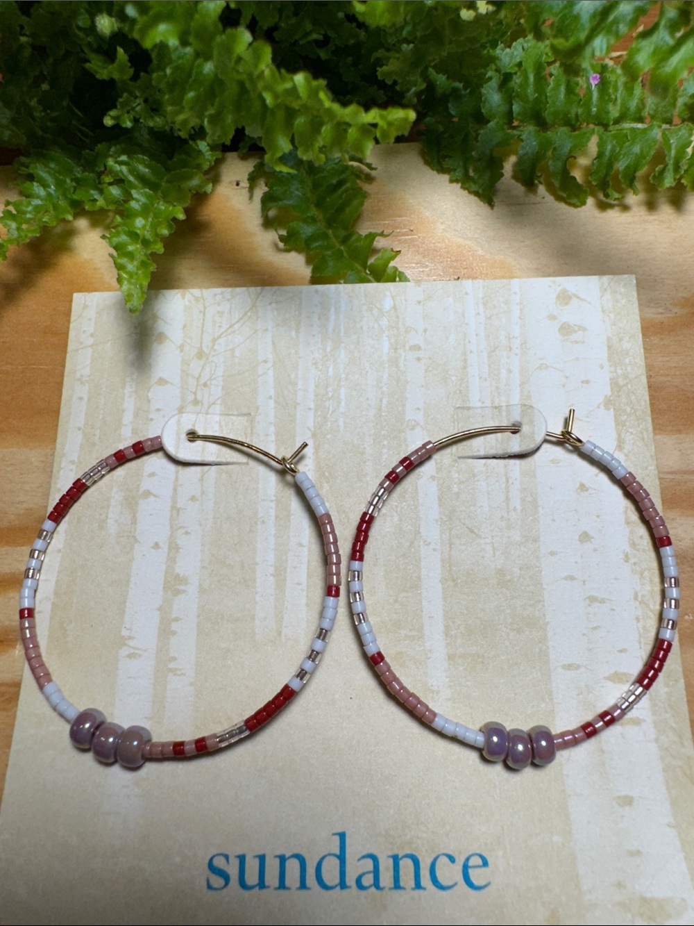 Sundance Multicolor Beaded Hoop Earrings in Red, Pink & White
